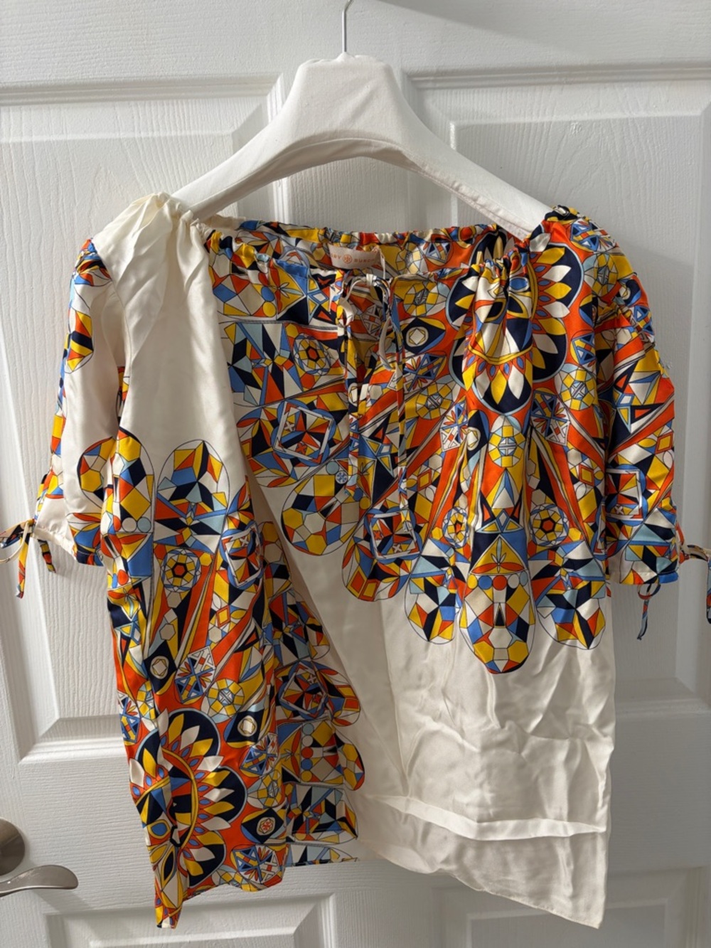 Tory Burch Alyssa Silk Top NWT Size 4 Sweet Tangerine